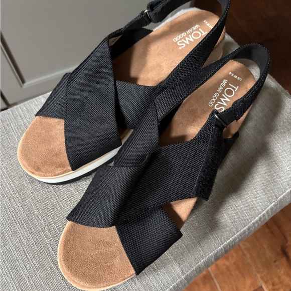 Tom’s Diana crossover platform espadrille casual sandals sz 9.5 - Picture 2 of 9